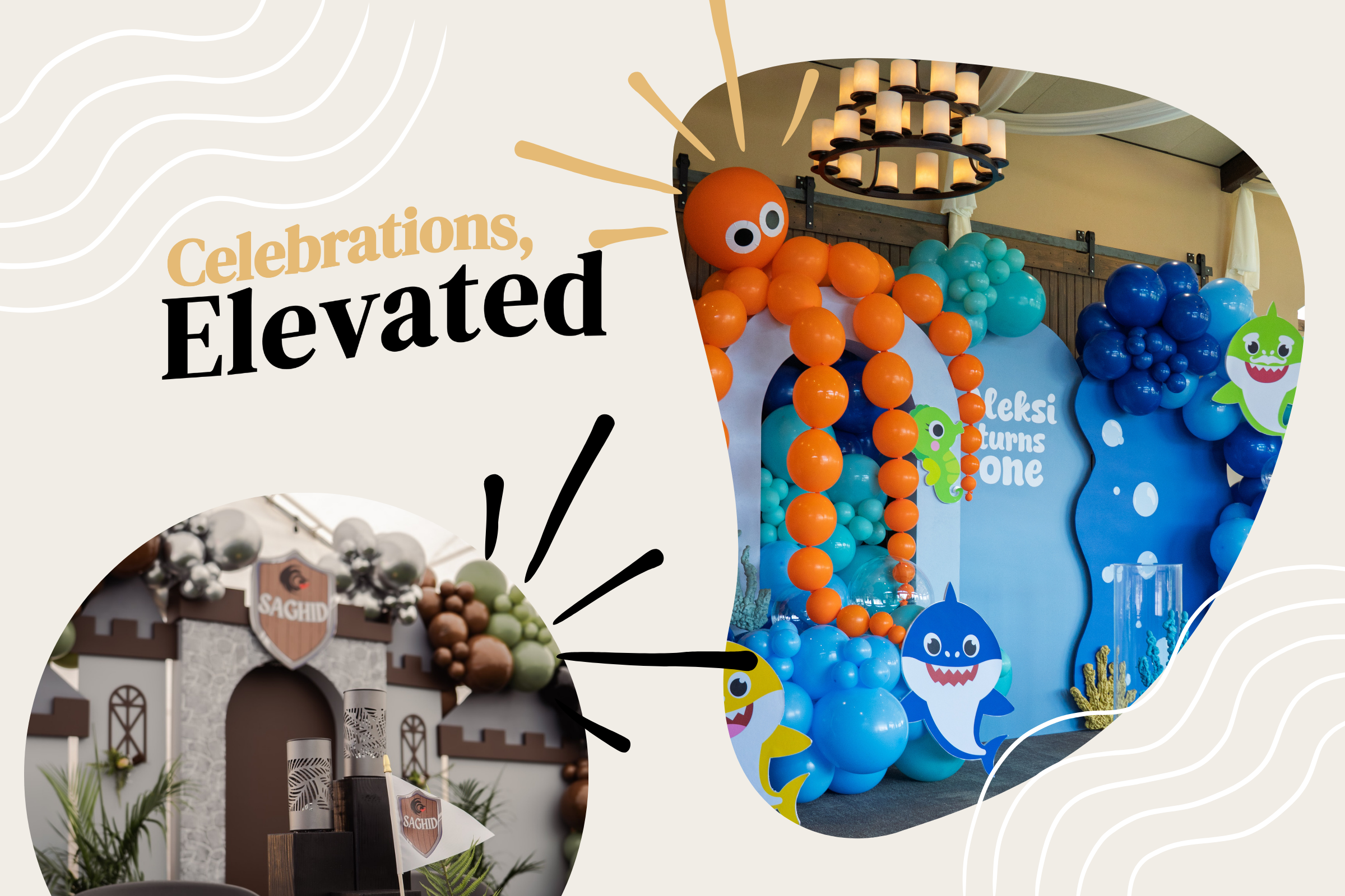 Denver event design company offering custom balloon installations, backdrops, and modern party rentals.